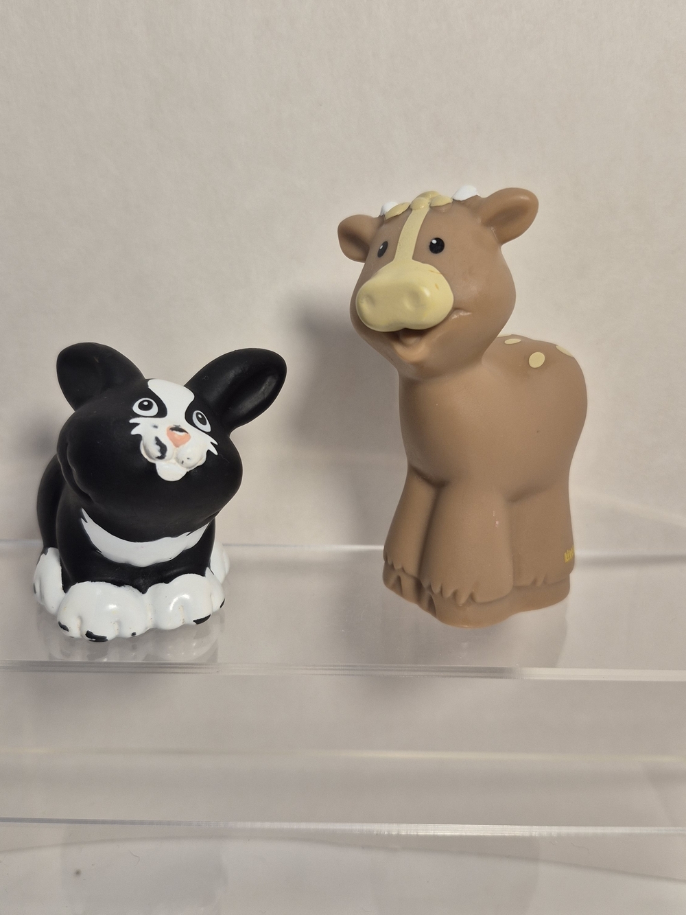 Fisher Price Little People Black White Bunny Rabbit & Brown Calf Pair